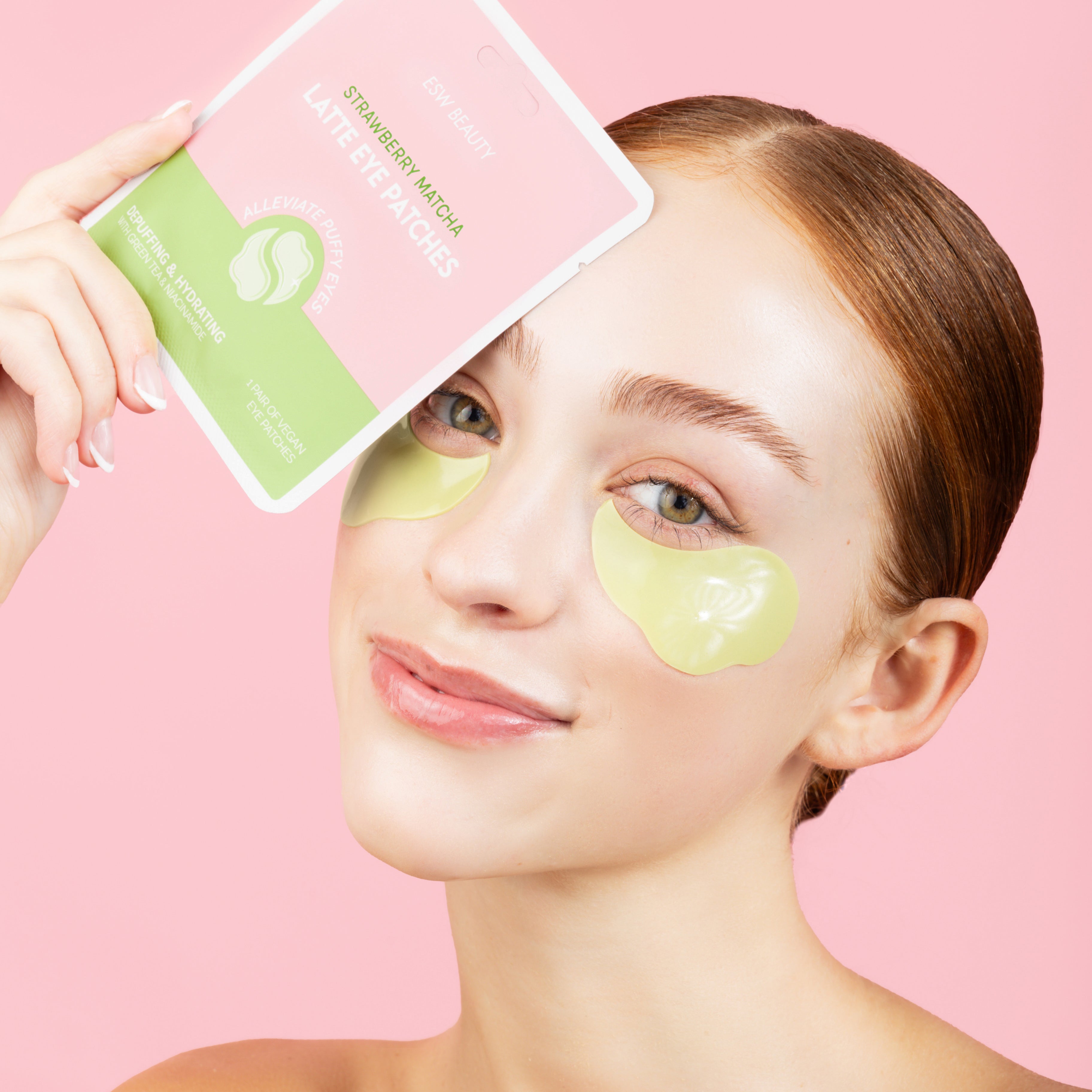Strawberry Matcha Latte Depuffing & Hydrating Eye Patches - ESW Beauty