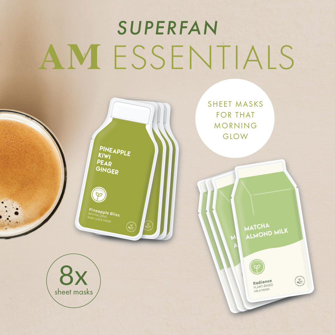 AM Essentials Superfan Sheet Masks For That Morning Glow ESW Beauty
