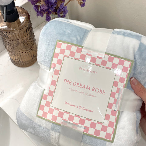 Blue & White Checkered Dream Robe - ESW Beauty