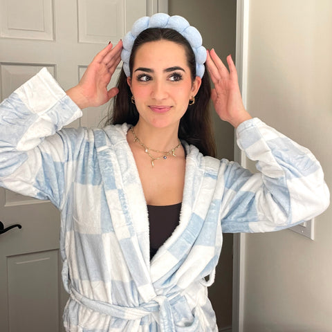 Blue & White Checkered Dream Robe - ESW Beauty