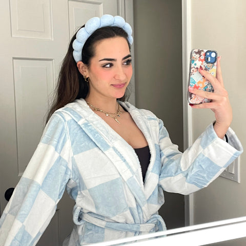 Blue & White Checkered Dream Robe - ESW Beauty
