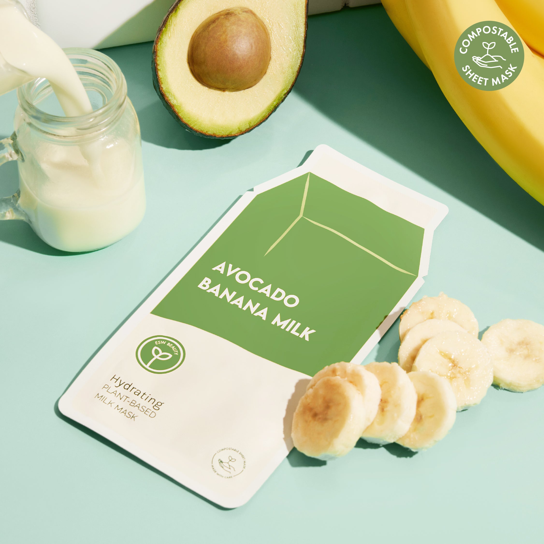 Avocado Banana Milk Hydrating Plant-Based Milk Mask - ESW Beauty