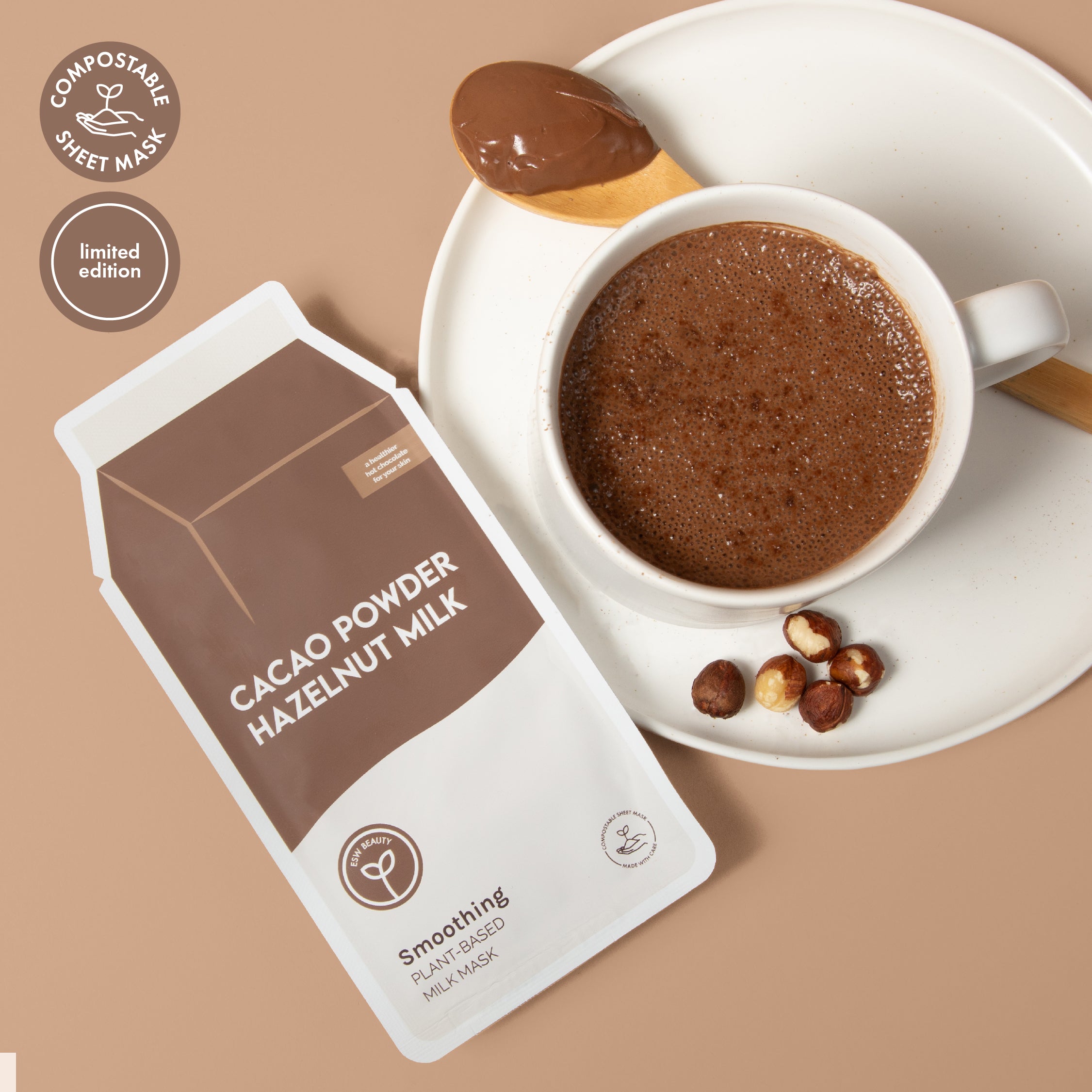 Cacao Powder Smoothing Plant-Based Milk Mask - ESW Beauty