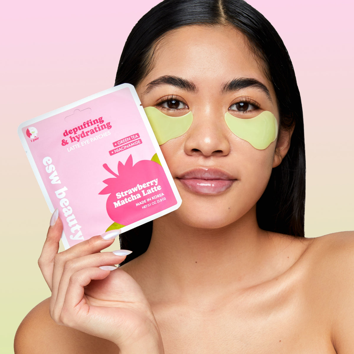 Strawberry Matcha Latte Depuffing & Hydrating Eye Patches - ESW Beauty