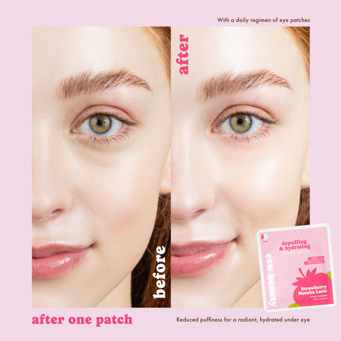 Strawberry Matcha Latte Depuffing & Hydrating Eye Patches - ESW Beauty