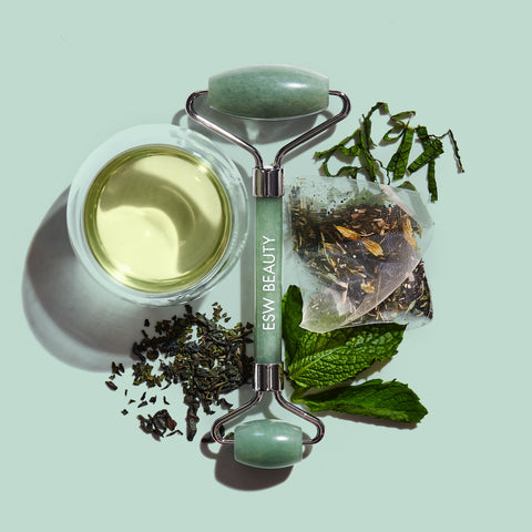 Mint Green Tea Jade Crystal Facial Roller
