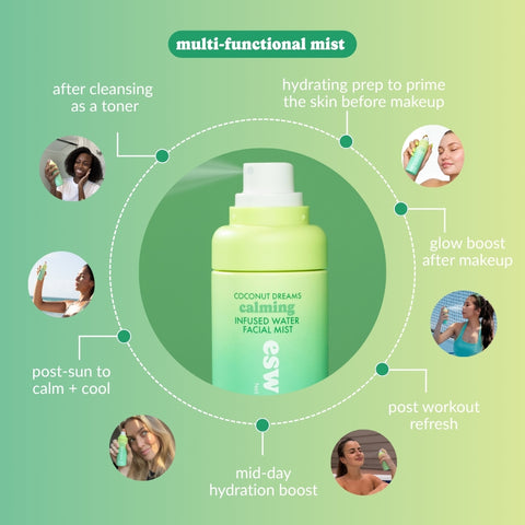 Coconut Dreams Calming Infused Water Facial Mist - ESW Beauty