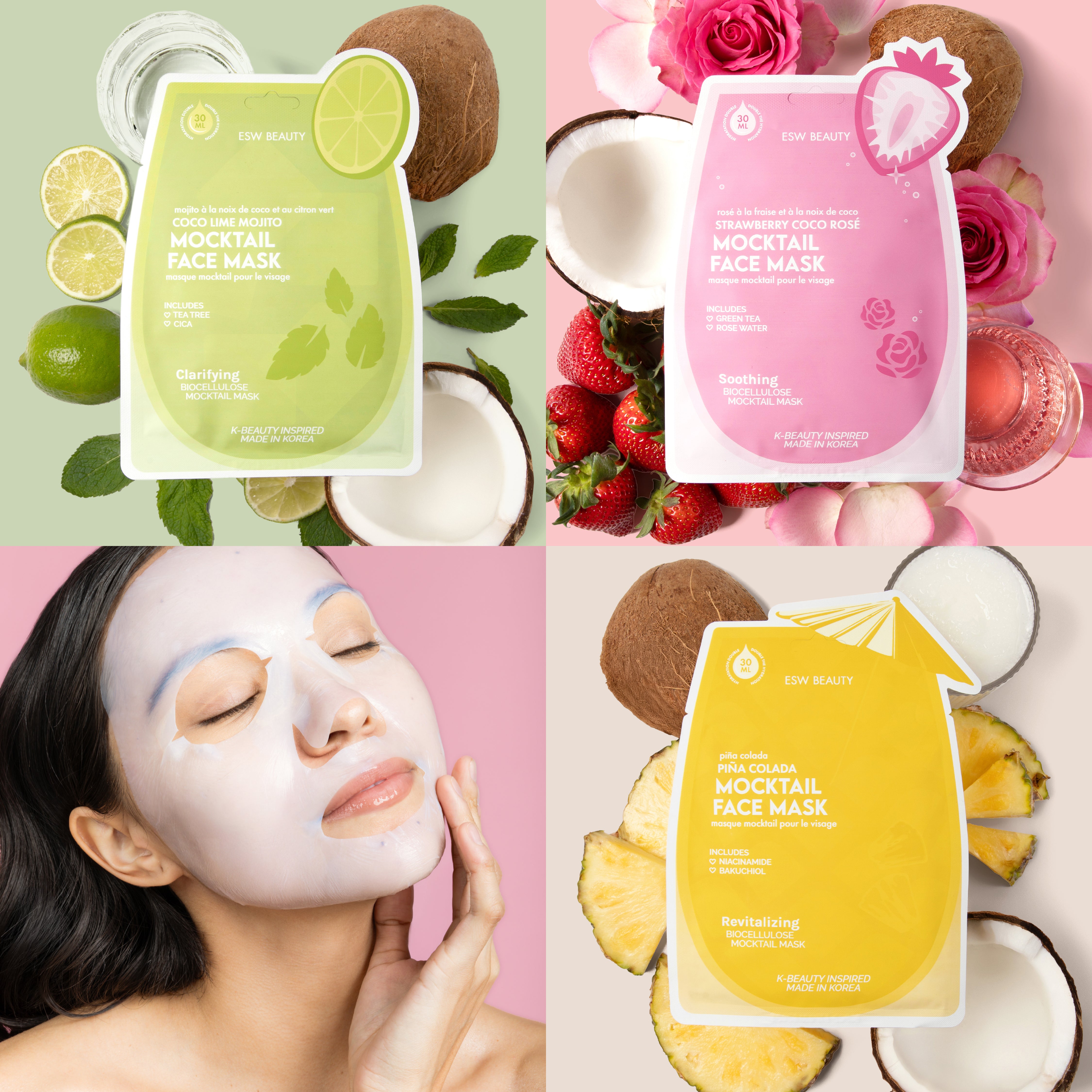 Mocktail Biocellulose Face Mask Set | ESW Beauty