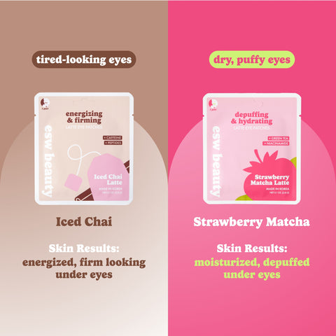 Strawberry Matcha Latte Depuffing & Hydrating Eye Patches - ESW Beauty