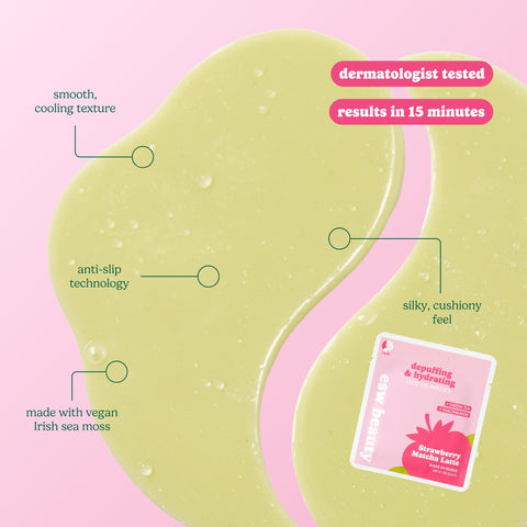 Strawberry Matcha Latte Depuffing & Hydrating Eye Patches - ESW Beauty
