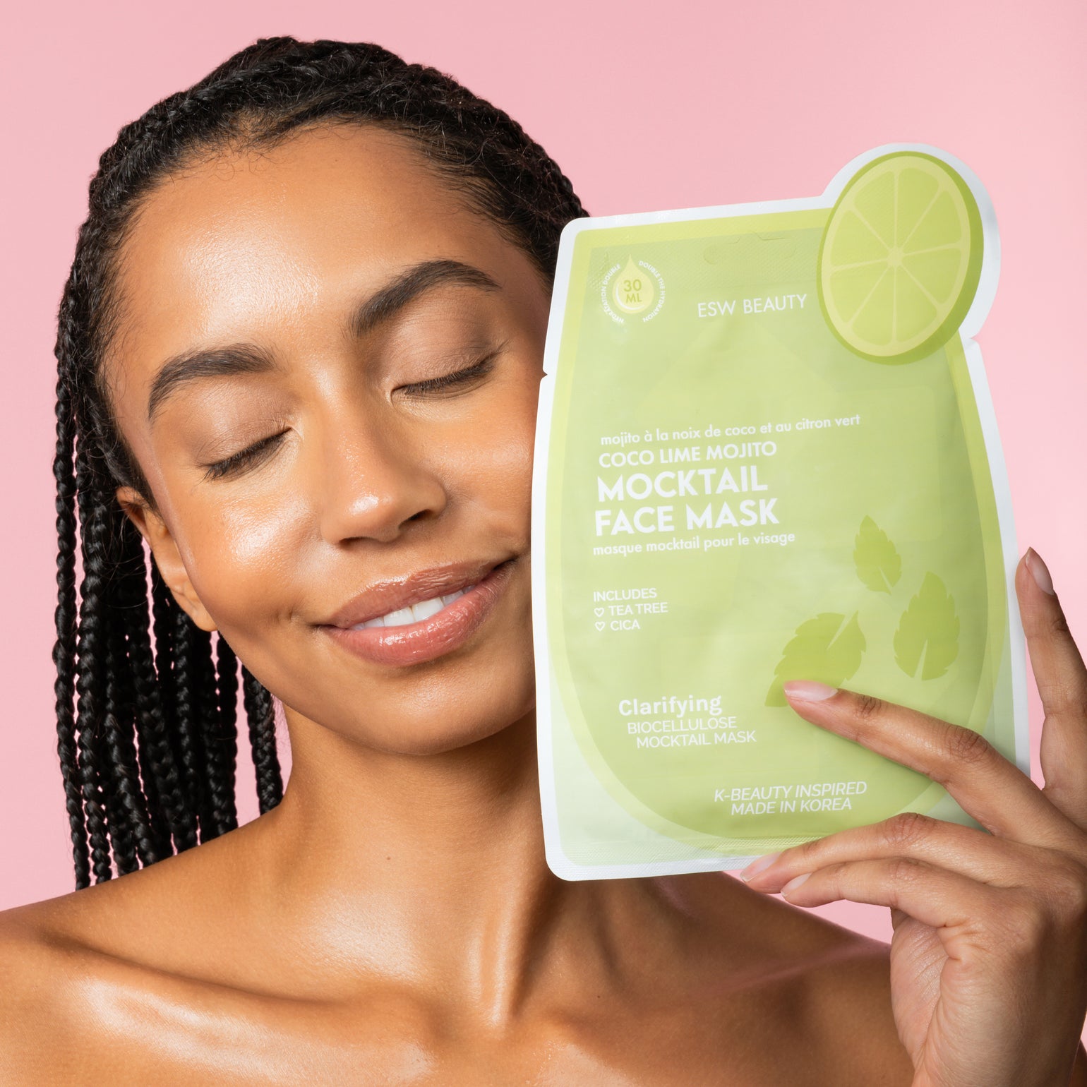 Coco Mask Color Sample Coco Lime Mojito Clarifying Biocellulose Mocktail Mask | ESW Beauty