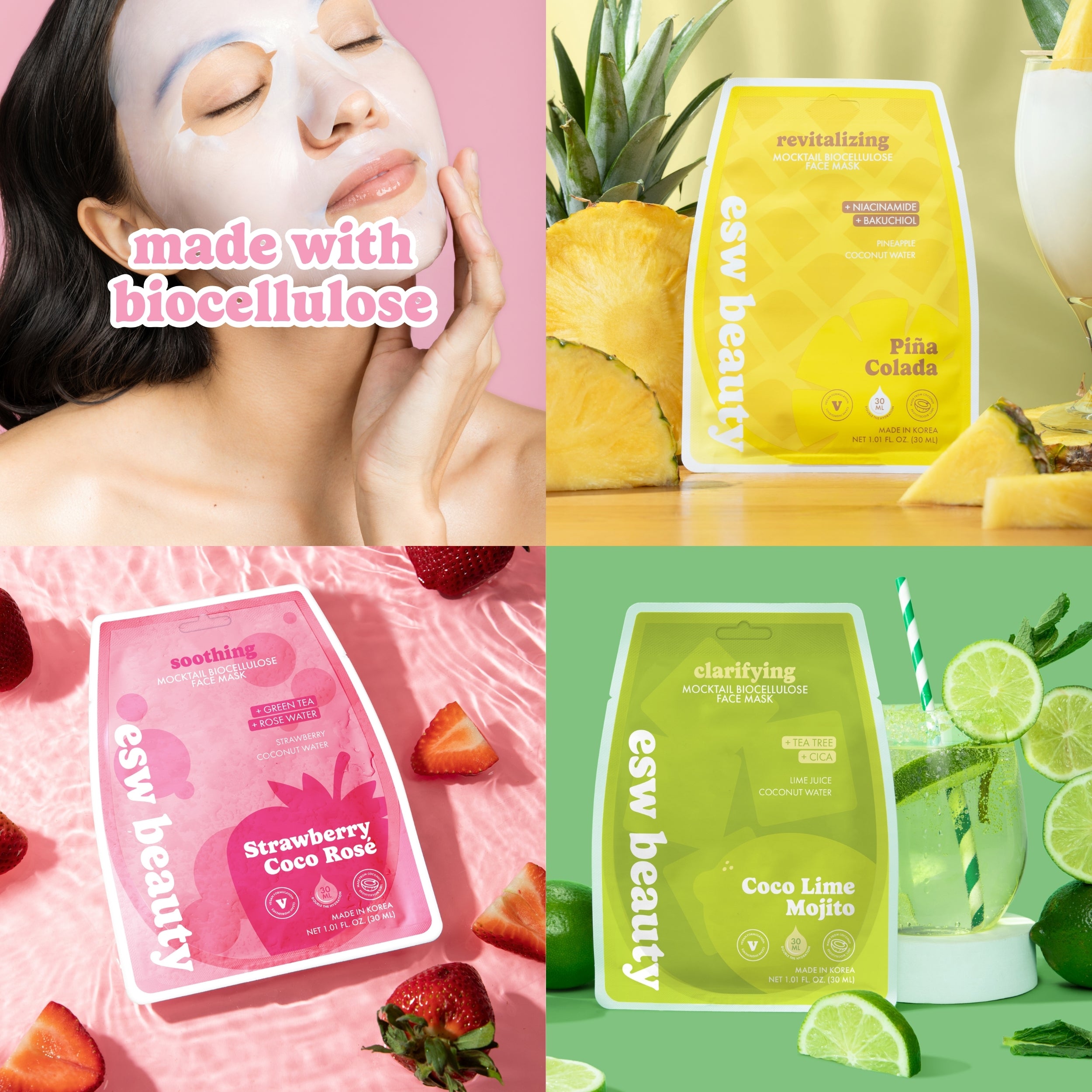 Mocktail Biocellulose Face Mask Set | ESW Beauty