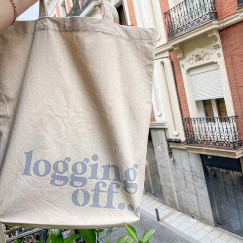 'Logging Off' Recycled Cotton Canvas Tote - ESW Beauty