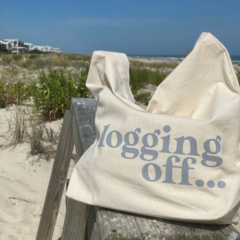 'Logging Off' Recycled Cotton Canvas Tote - ESW Beauty