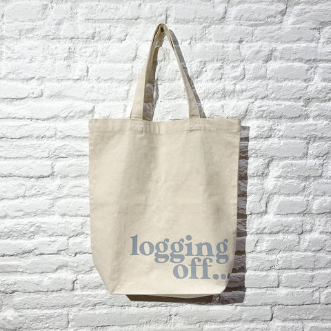 tote bag for work woman Logging Off' Recycled Cotton Canvas Tote - ESW Beauty
