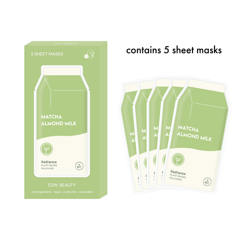 Matcha Almond Milk Radiance Plant-Based Milk Mask Box - ESW Beauty