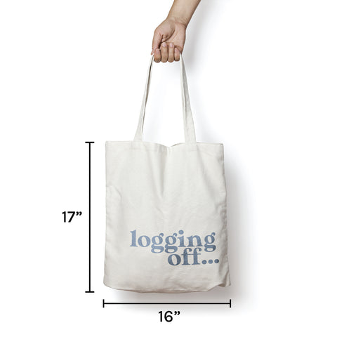 'Logging Off' Recycled Cotton Canvas Tote - ESW Beauty